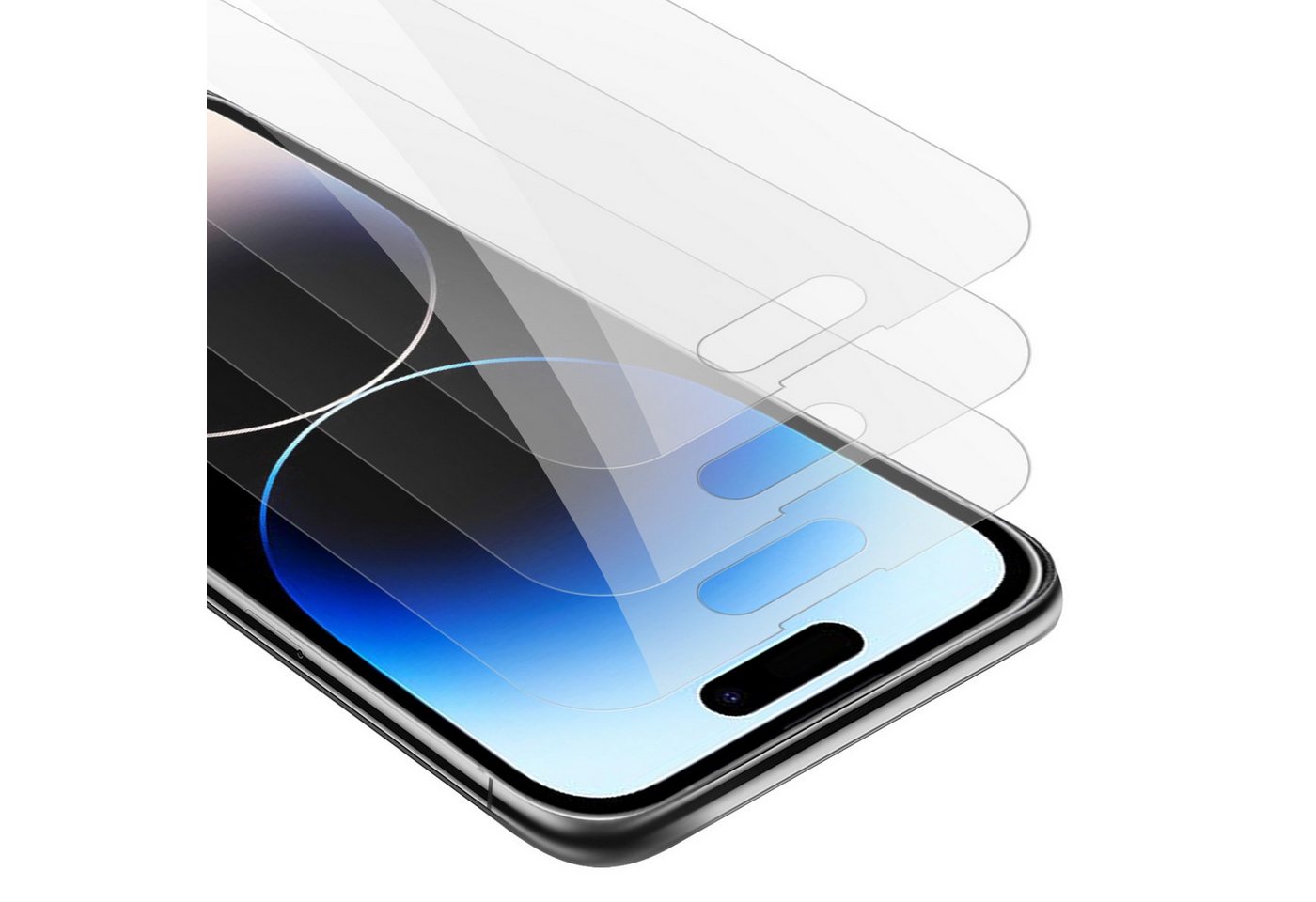 Cadorabo Schutzfolie für Apple iPhone 14 PRO MAX Schutzfolie, (3-St), 3x Schutzglas Panzer Folie (Tempered) Display Schutzfolie 3D Touch von Cadorabo
