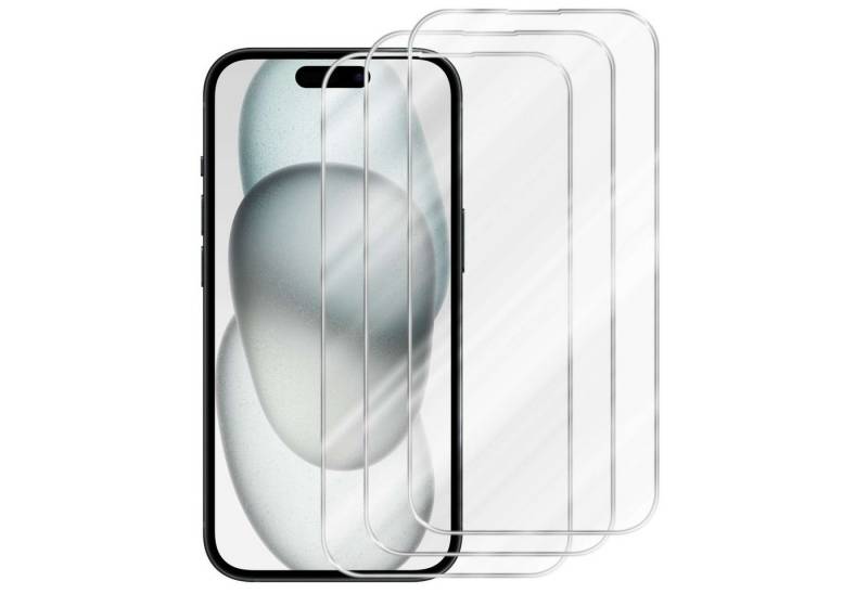 Cadorabo Schutzfolie Apple iPhone 15, 3x Schutzglas Panzer Folie (Tempered) Display-Schutzglas mit 3D Touch von Cadorabo