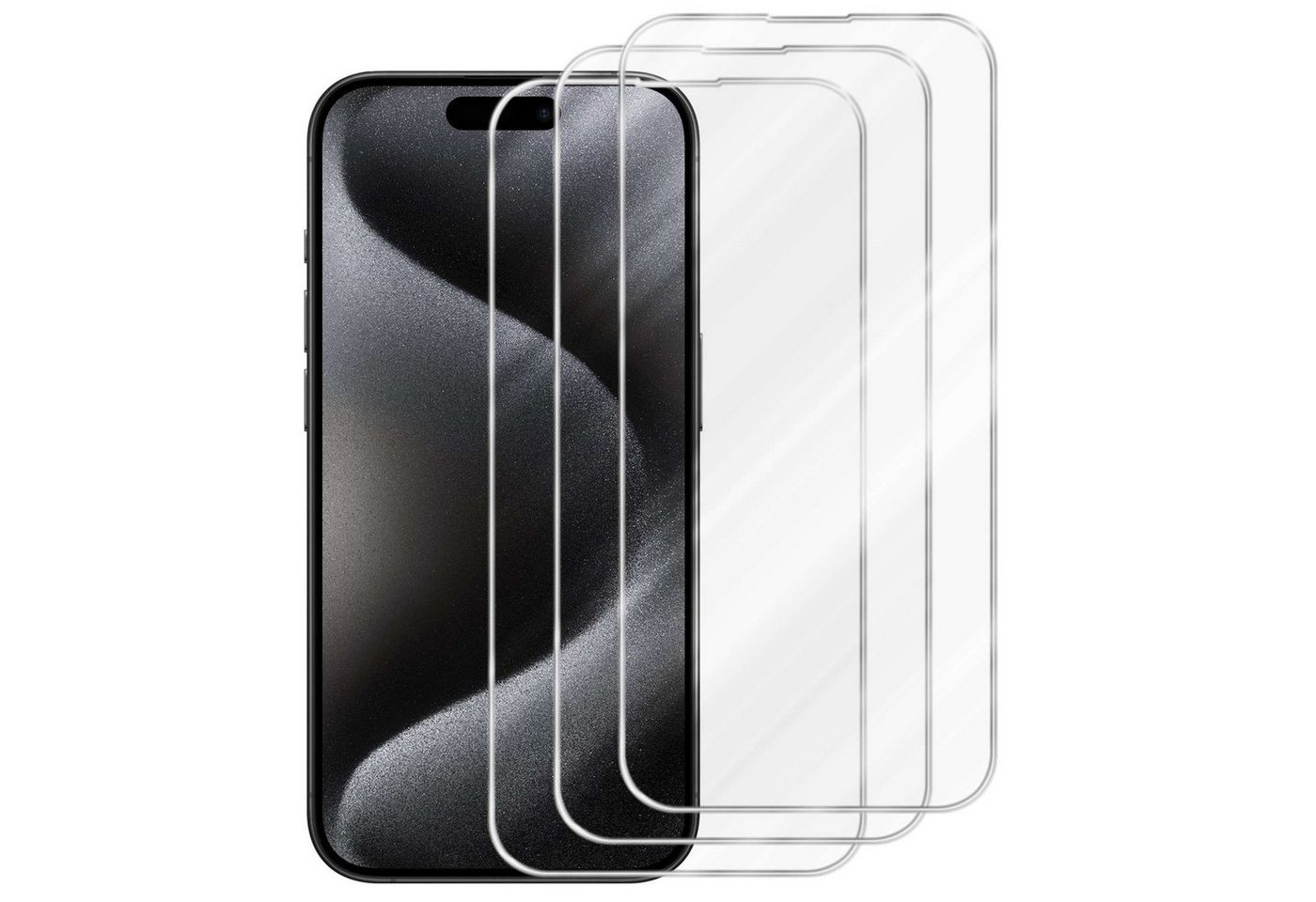 Cadorabo Schutzfolie für Apple iPhone 15 PRO MAX Schutzfolie, (3-St), 3x Schutzglas Panzer Folie (Tempered) Display Schutzfolie 3D Touch von Cadorabo
