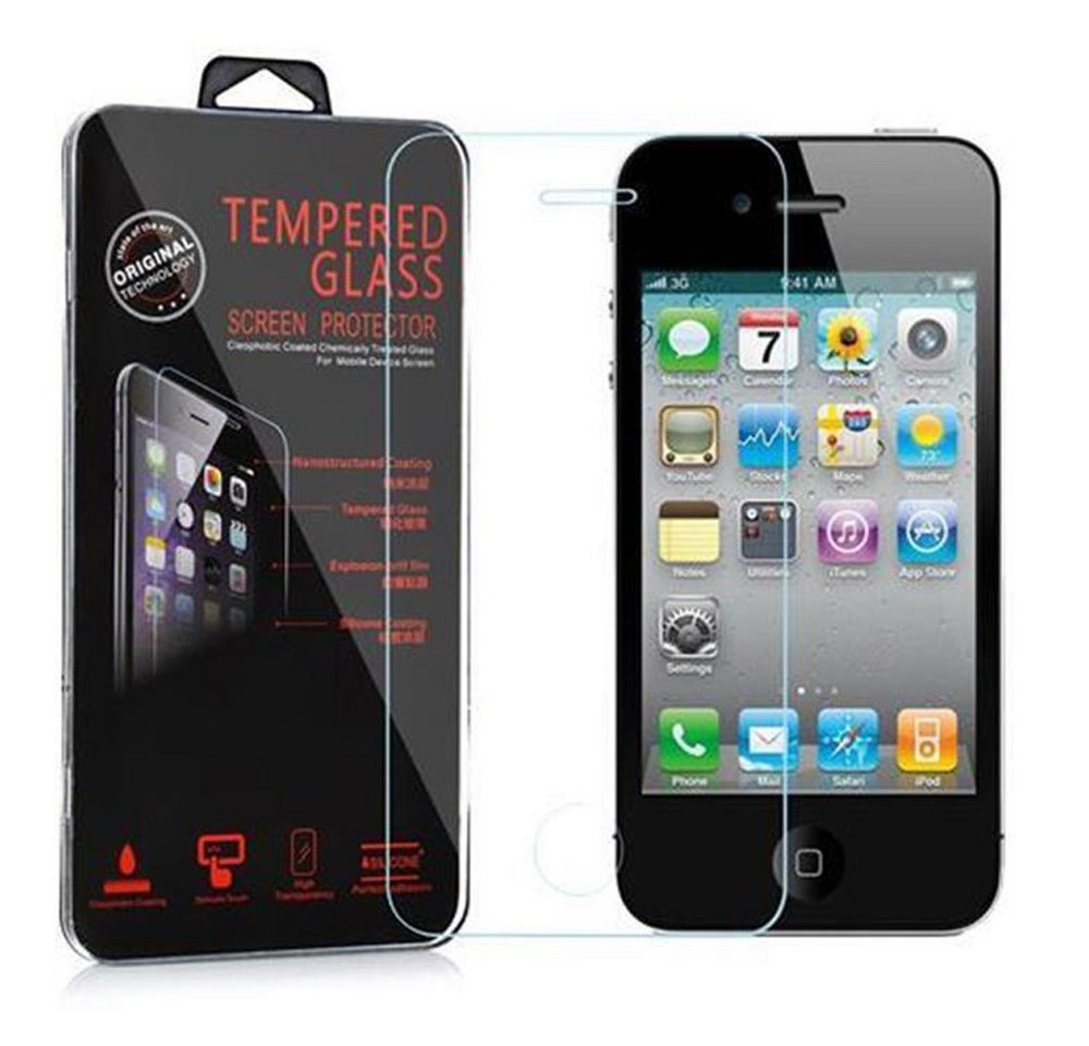 Cadorabo Schutzfolie für Apple iPhone 4 / 4S Schutzfolie, (1-St), Schutzfolie Panzer Folie (Tempered) Display Schutzglas 3D Touch von Cadorabo