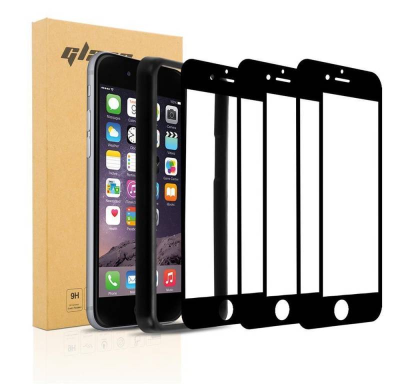 Cadorabo Schutzfolie für Apple iPhone 6 / 6S Schutzfolie, (3-St), 3x Vollbild Schutzfolie Panzer Folie (Tempered) Display Schutzglas von Cadorabo