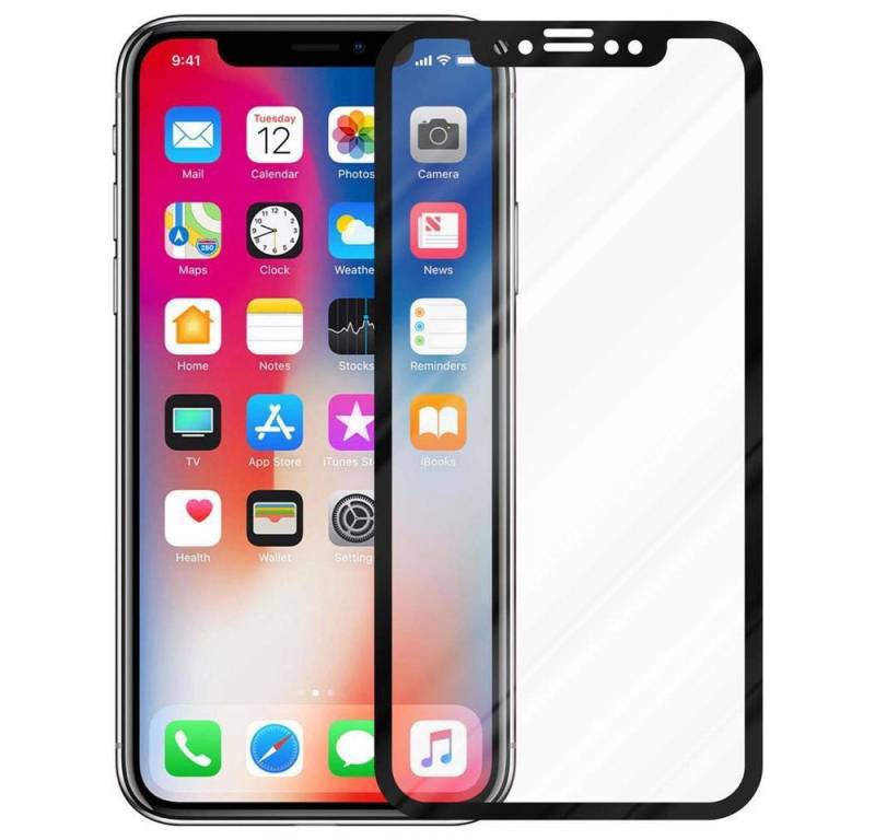 Cadorabo Schutzfolie Fullc. Tempered Retail Packaging, (Apple iPhone X / XS) von Cadorabo