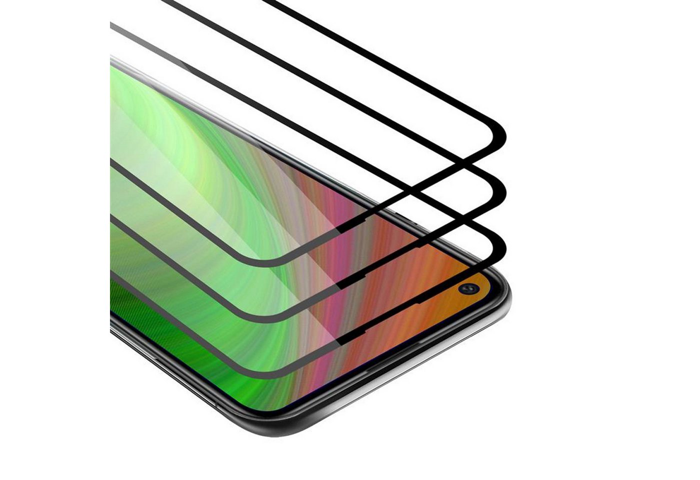 Cadorabo Schutzfolie für Huawei P40 LITE E Schutzfolie, (3-St), 3x Vollbild Schutzglas Panzer Folie (Tempered) Display-Schutzglas von Cadorabo