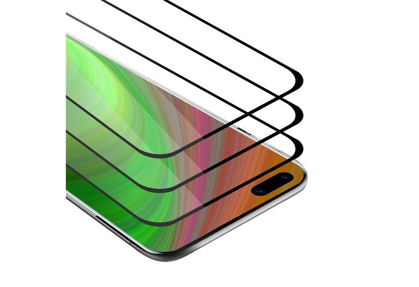 Cadorabo Schutzfolie für Huawei P40 PRO / P40 PRO+ Schutzfolie, (3-St), 3x Vollbild Schutzglas Panzer Folie (Tempered) Display-Schutzglas von Cadorabo