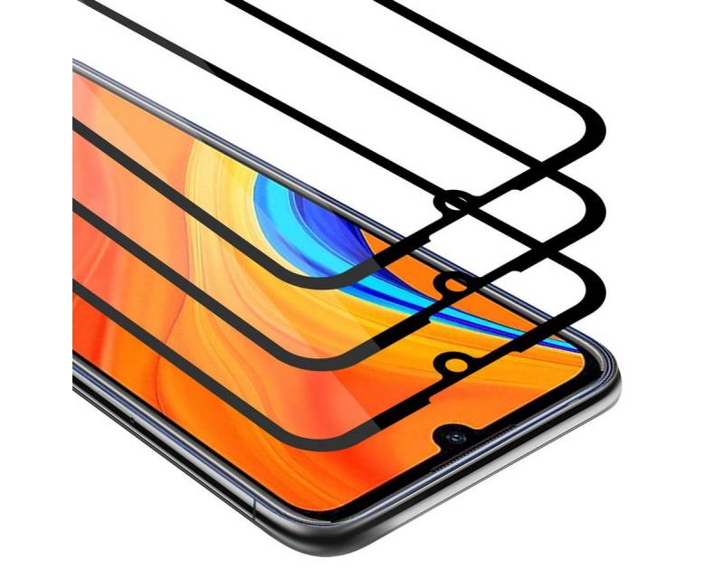 Cadorabo Schutzfolie für Huawei Y6S Schutzfolie, (3-St), 3x Vollbild Schutzglas Panzer Folie (Tempered) Display-Schutzglas von Cadorabo