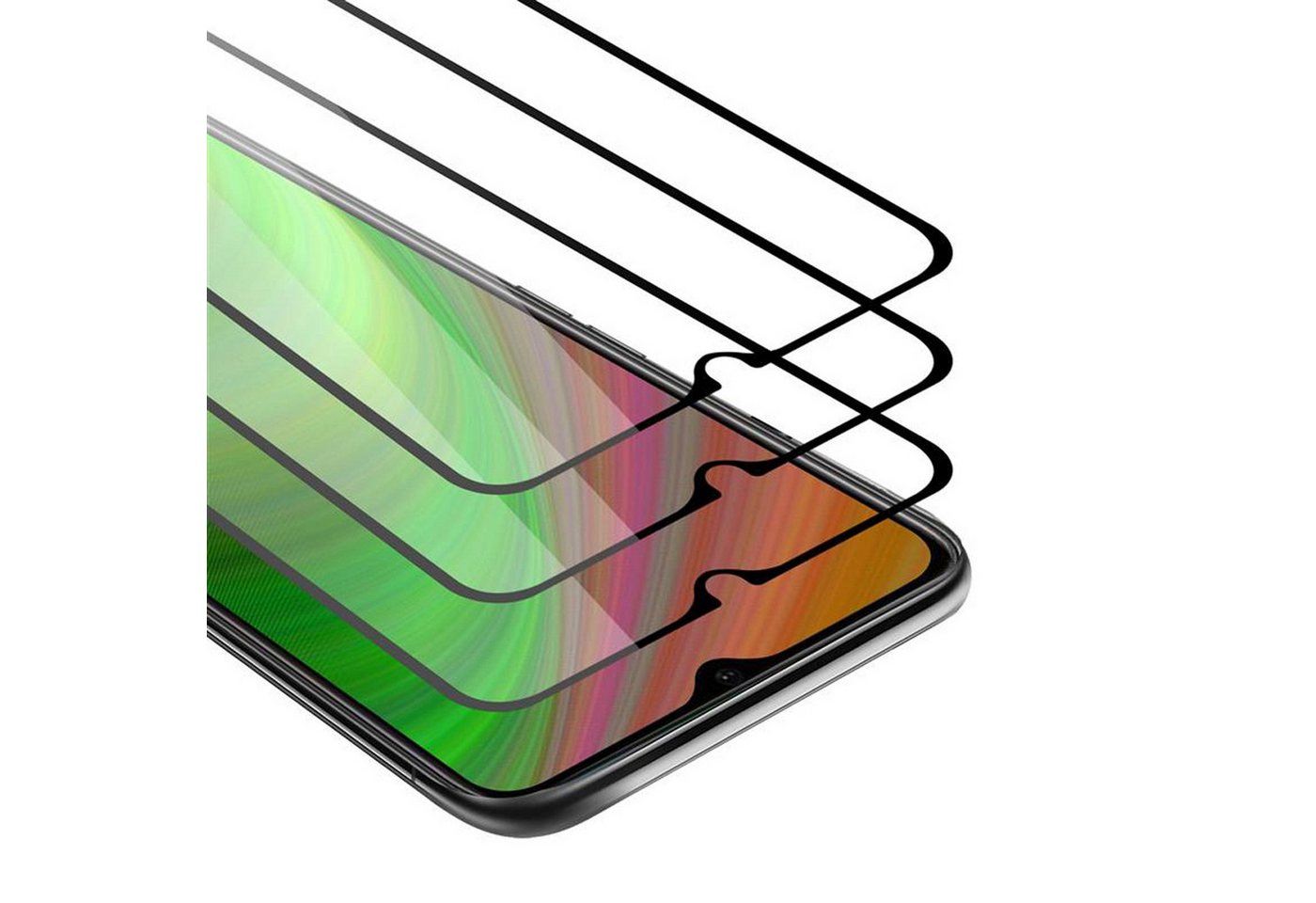 Cadorabo Schutzfolie für Oppo A12 Schutzfolie, (3-St), 3x Vollbild Schutzglas Panzer Folie (Tempered) Display-Schutzglas von Cadorabo
