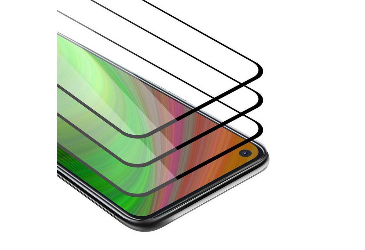 Cadorabo Schutzfolie für Oppo A52 Schutzfolie, (3-St), 3x Vollbild Schutzglas Panzer Folie (Tempered) Display-Schutzglas von Cadorabo
