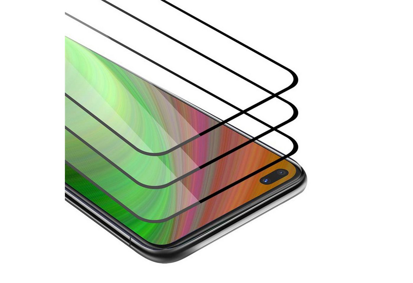 Cadorabo Schutzfolie für Oppo A92s Schutzfolie, (3-St), 3x Vollbild Schutzglas Panzer Folie (Tempered) Display-Schutzglas von Cadorabo