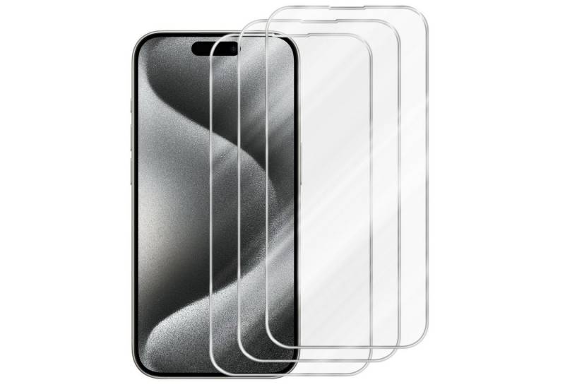 Cadorabo Schutzfolie für Apple iPhone 16 PRO Schutzfolie, (3-St), 3x Schutzglas Panzer Folie (Tempered) Display Schutzfolie 3D Touch von Cadorabo
