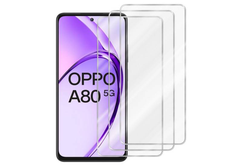 Cadorabo Schutzfolie für Oppo A80 Schutzfolie, (3-St), 3x Schutzglas Panzer Folie (Tempered) Display Schutzfolie 3D Touch von Cadorabo