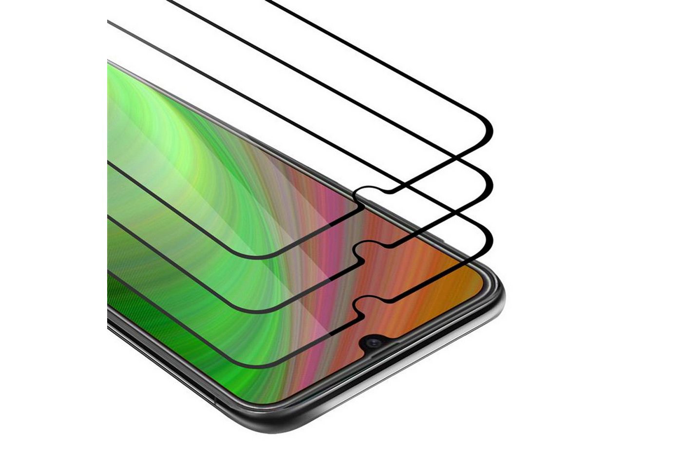 Cadorabo Schutzfolie für Samsung Galaxy M21 / M30s Schutzfolie, (3-St), 3x Vollbild Schutzglas Panzer Folie (Tempered) Display-Schutzglas von Cadorabo