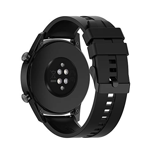 Cadorabo Silikon Armband 22mm kompatibel mit Samsung Galaxy Gear S3 / Gear 2 in SCHWARZ - Ersatzarmband für Huawei Watch GT für Watch 2 Pro für Ticwatch Pro für Pepple Time für Amazfit Pace UVM. von Cadorabo