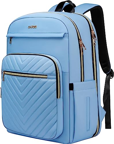 Cafele Laptop Rucksack Geldbörse für Frauen Männer Wasserdichte Lehrer Krankenschwester Tasche, 17.3 Zoll Arbeit Laptop Tasche mit USB Port, Business Reise Computer Rucksack Hellblau von Cafele