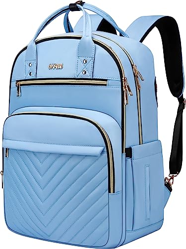Laptop Rucksack für Frauen Männer, wasserdichte Reise Arbeit Rucksäcke Geldbörse Stilvolle College Business Lehrer Krankenschwester Computer Tasche, passt 17.3" Laptop Hellblau von Cafele