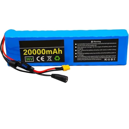 36 V 20 Ah Lithiumbatterie für Elektrofahrräder, 10S3p-Lithiumbatteriesatz, eingebautes 30 A BMS, Batterie für E-Bike-Batterie, Motorrad-Roller für 1000 W, 800 W, 550 W, 350 W, 200 W XT60 von Caimcie