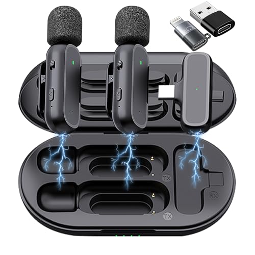 Caiord 2er-Pack kabelloses Mikrofon für Android, iPhone & iPad mit Adapter. Rauschunterdrückung, Clip-on-Mikrofon für YouTube, Aufnahme, Vlogging & Facebook Live-Streaming Caiord 2er-Pack kabelloses Mikrofon für Android, iPhone & iPad mit Adapter. Rauschunterdrückung, Clip-on-Mikrofon für YouTube, Aufnahme, Vlogging & Facebook Live-Streaming von Caiord
