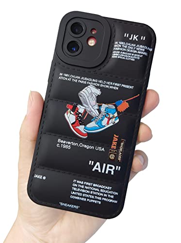 Ins Off Sports Shoes Brand Puffer Phone Case Puffy Cover Compatible with iPhone 12 Pro Max 6.7 inches, Sneakers White Label Graphics Soft Silicone Full Body Shockproof Protective Phone Case, Black von Cairiocoin
