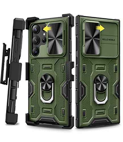 Caka Schutzhülle für Galaxy S23 Ultra mit Schiebekamera-Objektivabdeckung, S23 Ultra 5G Hülle mit Holster Clip & 360° drehbarer Ringhalter, magnetisch, stoßfest, Handyhülle für Samsung S23 Ultra,Grün Caka Schutzhülle für Galaxy S23 Ultra mit Schiebekamera-Objektivabdeckung, S23 Ultra 5G Hülle mit Holster Clip & 360° drehbarer Ringhalter, magnetisch, stoßfest, Handyhülle für Samsung S23 Ultra,Grün von Caka