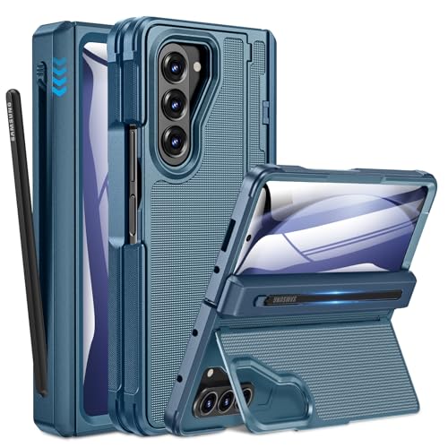 Caka Schutzhülle für Samsung Galaxy Z Fold 5, dünnere S-Stifthalter, unsichtbarer Kicktand, Scharnierschutz, Displayschutzfolie, stoßfest, mit Anti-Rutsch-Struktur, Blau Caka Schutzhülle für Samsung Galaxy Z Fold 5, dünnere S-Stifthalter, unsichtbarer Kicktand, Scharnierschutz, Displayschutzfolie, stoßfest, mit Anti-Rutsch-Struktur, Blau von Caka