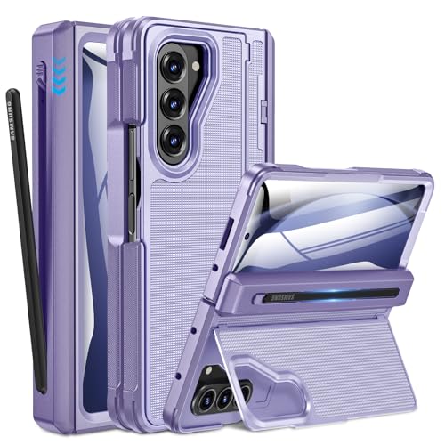 Caka Schutzhülle für Samsung Galaxy Z Fold 5, dünnere S-Stifthalter, unsichtbarer Kicktand, Scharnierschutz, Displayschutzfolie, stoßfest, mit Anti-Rutsch-Struktur, Violett Caka Schutzhülle für Samsung Galaxy Z Fold 5, dünnere S-Stifthalter, unsichtbarer Kicktand, Scharnierschutz, Displayschutzfolie, stoßfest, mit Anti-Rutsch-Struktur, Violett von Caka