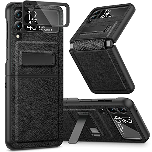 Caka Schutzhülle für Galaxy Z Flip 3 5G mit Ständer, Z Flip 3 Hülle mit Kameraschutz, Scharnierschutz, strapazierfähig, stoßfest, kabelloses Laden, Schutzhülle für Samsung Galaxy Z Flip 3, Schwarz von Caka
