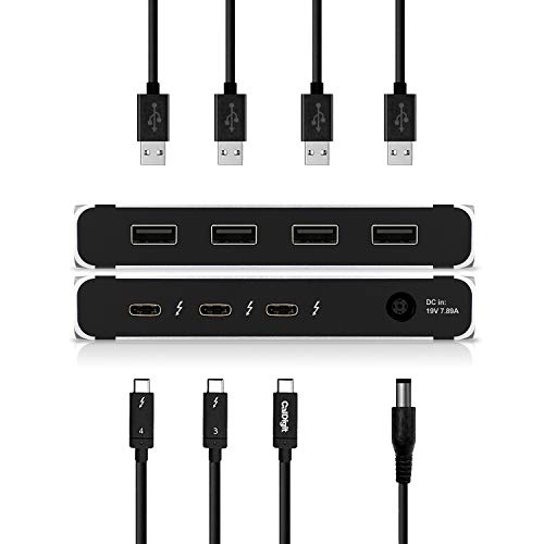 CalDigit Thunderbolt 4 Element Hub – Universeller Multi-Port-Hub, 4 x Thunderbolt 4/USB4-Ports, Einzeldisplay bis zu 8K oder Dual 4K 60Hz Displays, 60W Aufladen mit 0.8m Kabel von CalDigit