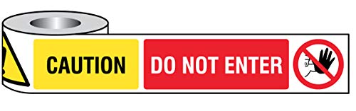 Absperrband mit englischer Aufschrift „Caution Do Not Enter“, Polyethylen, 250 m x 75 mm, nicht klebend von Caledonia Signs