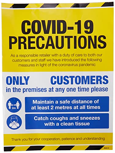 COVID 19 Precautions – Schaufenster-Schild von Caledonia Signs
