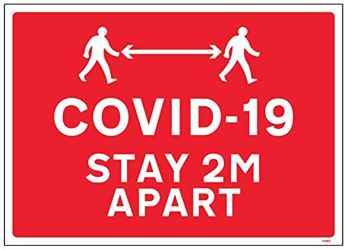 COVID-19 bleibt 2 m auseinander – 4 mm geriffelt, 600 x 450 mm. von Caledonia Signs