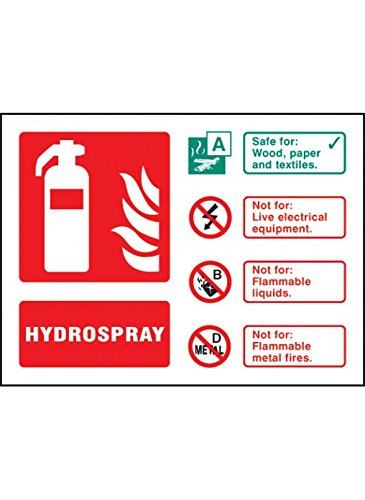 Caledonia Schilder 11240d hydrospray Feuerlöscher Zuordnung Zeichen, starrer Kunststoff, D: 150 mm x 100 mm von Caledonia Signs