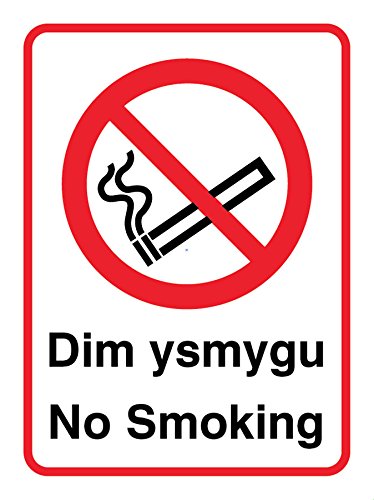 Caledonia Schilder 13025e Welsh No Smoking Zeichen, starrer Kunststoff, E: 200 mm x 150 mm von Caledonia Signs