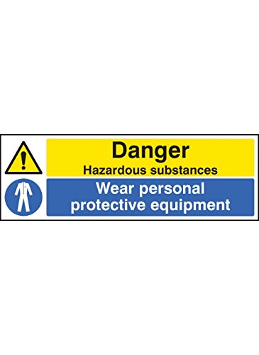Caledonia Schilder 14268 G Gefahr Gefahrstoffe tragen Schutzbekleidung Zeichen, 300 mm x 100 mm, starrer Kunststoff von Caledonia Signs