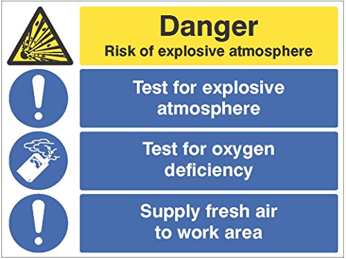 Caledonia Schilder 14302q Zeichen, Risiko von Explosive Atmosphäre, Test-/SUPPLY Air von Caledonia Signs