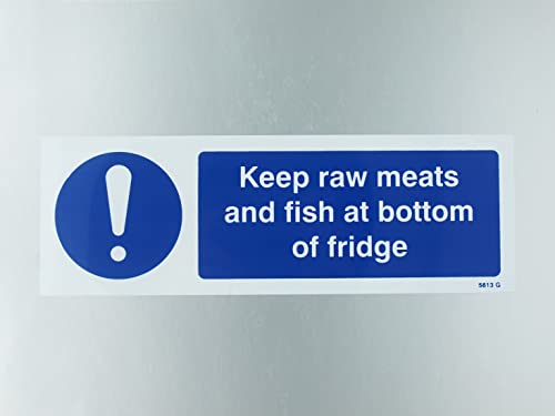 Caledonia Schilder 15613 G"Keep rohes Fleisch und Fisch unten am Kühlschrank" Zeichen, starrer Kunststoff, 300 mm x 100 mm von Caledonia Signs