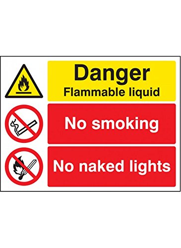 Caledonia Schilder 16205q"Gefahr entflammbar Liquid No Smoking No Naked Lights" Zeichen, starrer Kunststoff, 600 mm x 450 mm von Caledonia Signs