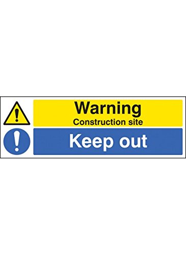 Caledonia Schilder 16404M Schild "Warning Construction site Keep Out", starrer Kunststoff, 600 mm x 200 mm von Caledonia Signs