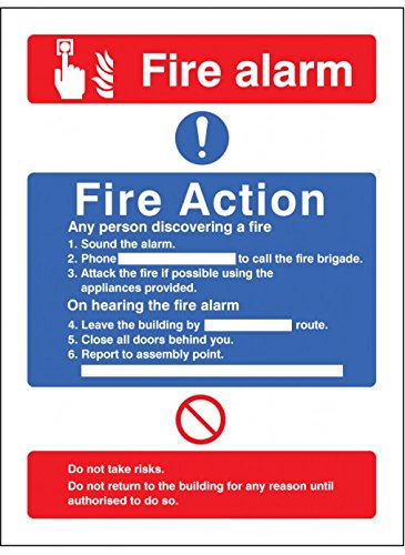 Caledonia Schilder 21427e Fire Action/CALL Point ohne Lift Zeichen, selbstklebendes Vinyl, 200 mm x 150 mm von Caledonia Signs