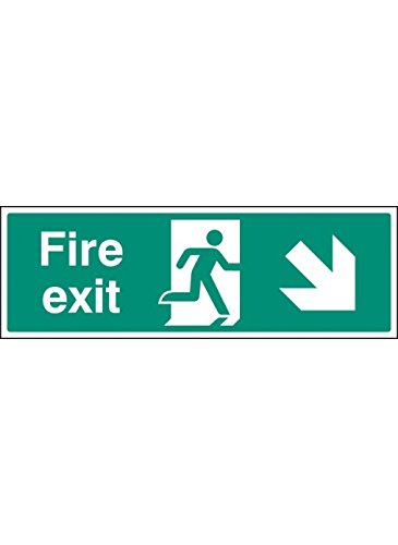 Caledonia Schilder 22006M Schild"Fire Exit-Down and Reight", selbstklebend, Vinyl, 600 mm x 200 mm von Caledonia Signs