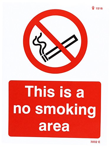 Caledonia Schilder 23002e Schild No Smoking Area, selbstklebendes Vinyl, 200 mm x 150 mm von Caledonia Signs