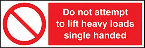 Caledonia Schilder 23635G Do Not Attempt to Lift Heavy Loads Einhandschild, selbstklebendes Vinyl, 300 mm x 100 mm von Caledonia Signs