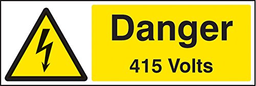 Caledonia Schilder 24003 G Danger 415 V Zeichen, selbstklebendes Vinyl, 300 mm x 100 mm von Caledonia Signs