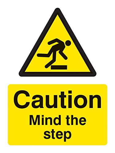 Caledonia Schilder 24209 K CAUTION MIND THE STEP Sign, selbstklebendes Vinyl, 400 mm x 300 mm von Caledonia Signs