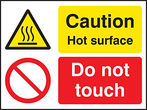 Caledonia Schilder 24237 A CAUTION Hot Oberfläche nicht Touch Zeichen, selbstklebendes Vinyl, 100 mm x 75 mm von Caledonia Signs