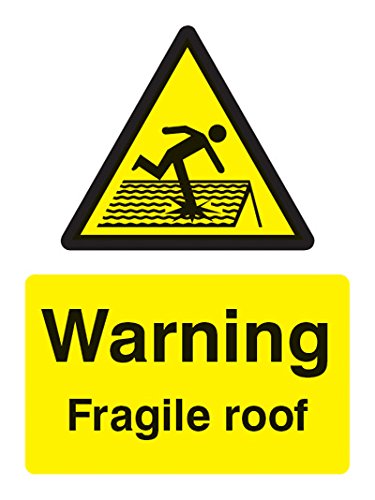 Caledonia Schilder 24261e Warnung Fragile Dach Zeichen, selbstklebendes Vinyl, 200 mm x 150 mm von Caledonia Signs