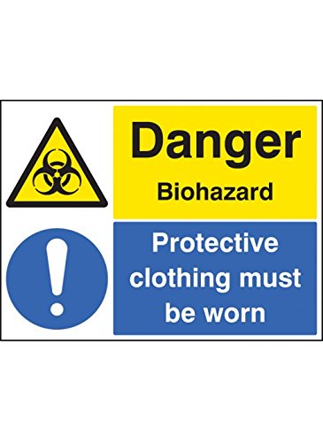Caledonia Schilder 24525q Gefahr Biohazard Schutzkleidung zu tragen, Zeichen, selbstklebendes Vinyl, 600 mm x 450 mm von Caledonia Signs