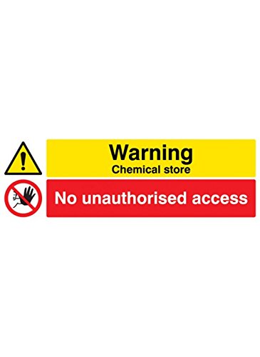 Caledonia Schilder 24534 G Warnung, Chemical Store keine unerlaubtem Zugriff Zeichen, selbstklebendes Vinyl, 300 mm x 100 mm von Caledonia Signs