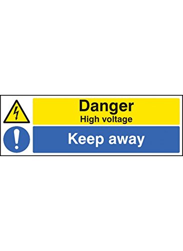 Caledonia Schilder 26219 G"Danger High Voltage Keep Away" Schild, selbstklebendes Vinyl, 300 mm x 100 mm von Caledonia Signs