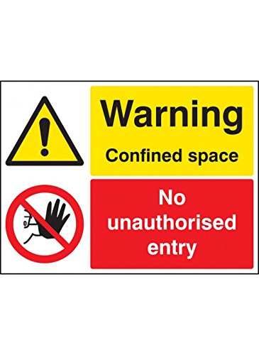 Caledonia Schilder 26265K,"Warning Confined Space No Unauthorised Entry", selbstklebendes Vinyl, 400 mm x 300 mm von Caledonia Signs