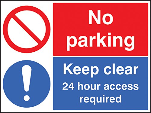 Caledonia Signs 13211Q Verbotsschild „Keep clear 24 hour access required No parking“, Hartkunststoff, Größe ca. 600 x 450 mm von Caledonia Signs
