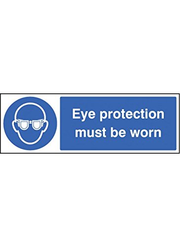 Caledonia Signs 15003G Schild mit Augenschutz muss getragen werden, 300 mm x 100 mm, starrer Kunststoff von Caledonia Signs